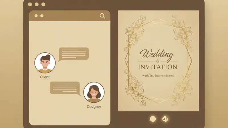 Calon pengantin sedang berdiskusi dengan vendor jasa undangan pernikahan digital