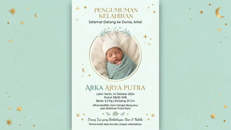 Kartu Pengumuman Kelahiran Digital yang Modern & Berkesan