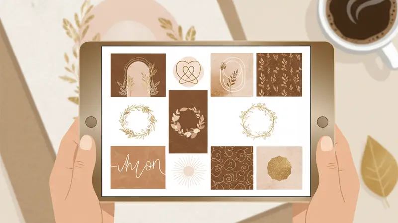 Ilustrasi seseorang sedang memilih template undangan digital gratis di laptop