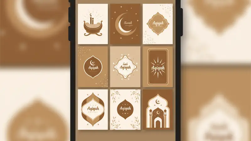 Orang tua melihat undangan digital aqiqah di tablet dengan fitur lengkap