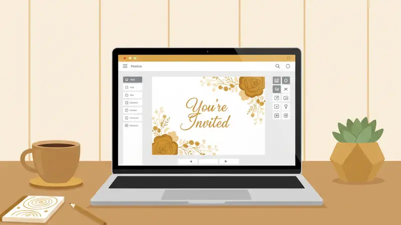 Tampilan undangan digital bahasa Inggris dengan desain modern