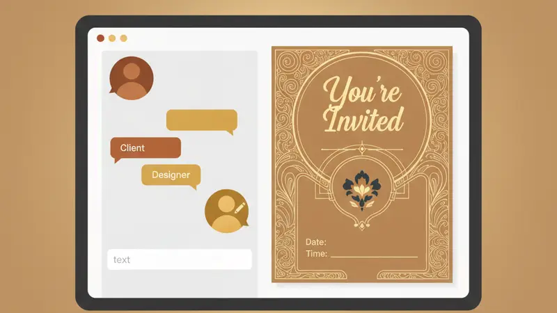 Pengantin sedang membandingkan web membuat undangan digital DIY dan profesional
