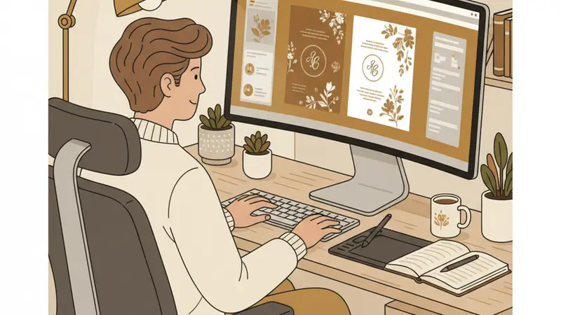 Tangan sedang mengetik detail pernikahan di formulir pembuatan undangan digital