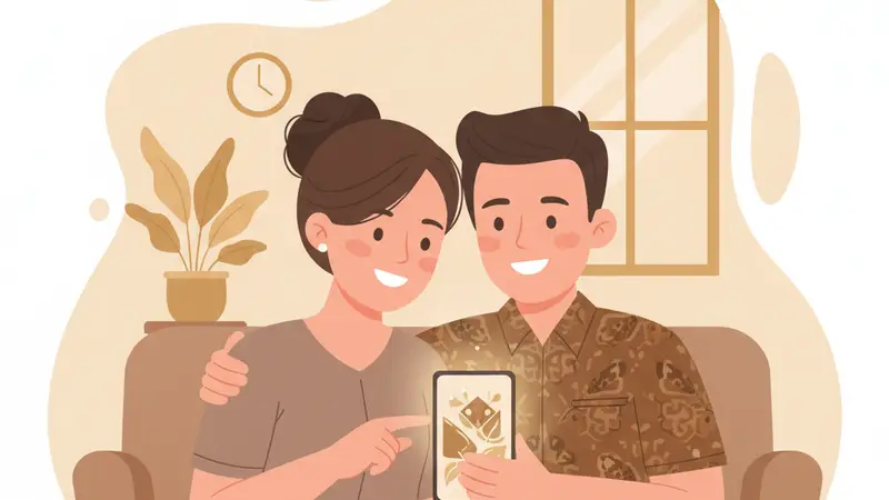 Perbandingan undangan cetak dan undangan digital yang ditampilkan di layar laptop