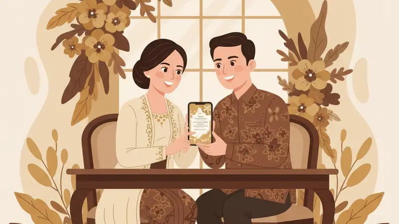 Contoh Undangan Digital Ngunduh Mantu dengan Desain Tradisional