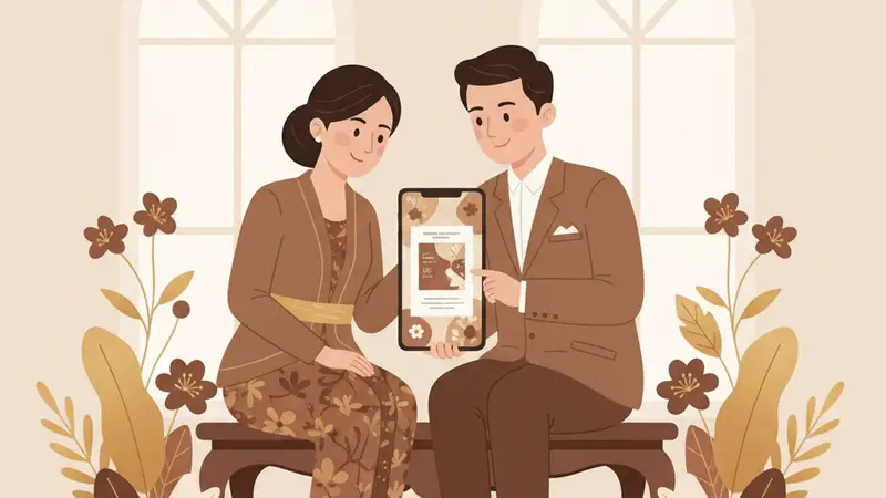 Contoh undangan digital tanpa foto dengan ilustrasi minimalis