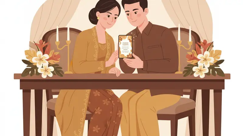 Contoh undangan tunangan online modern dengan desain bunga
