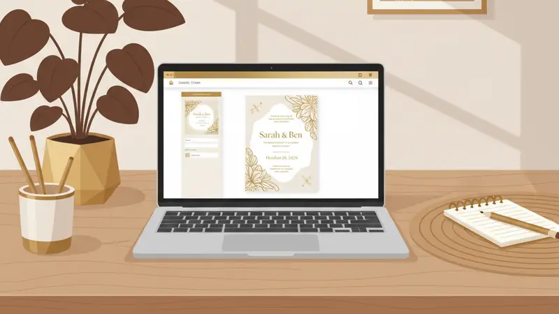 Wanita sedang melihat daftar harga layanan undangan digital di tablet