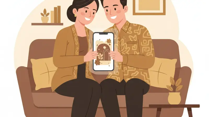 Desainer sedang mengedit template undangan pernikahan digital di komputer