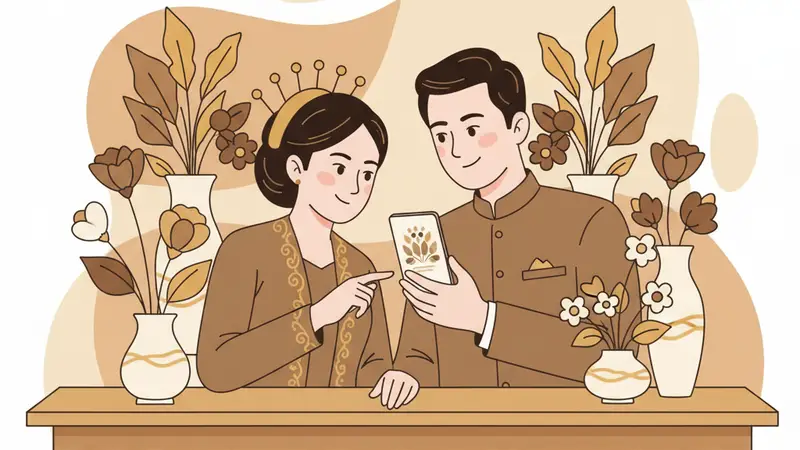 Ilustrasi kartu Lebaran digital modern dengan ornamen islami