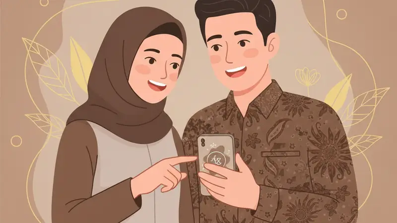 Seorang desainer sedang memilih font dan warna untuk kartu ucapan digital