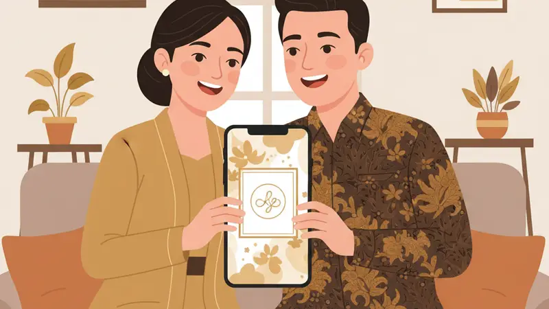 Desain undangan digital Natal dengan tema rustic dan ornamen kayu
