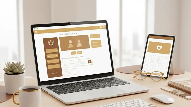 Tampilan perbandingan undangan digital dan undangan cetak di meja