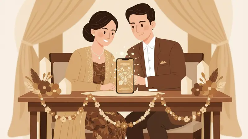Ilustrasi undangan khitanan digital kosong dengan berbagai elemen yang bisa diisi