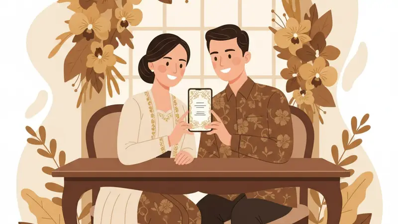 Ilustrasi undangan online tanpa foto dengan desain minimalis dan elegan