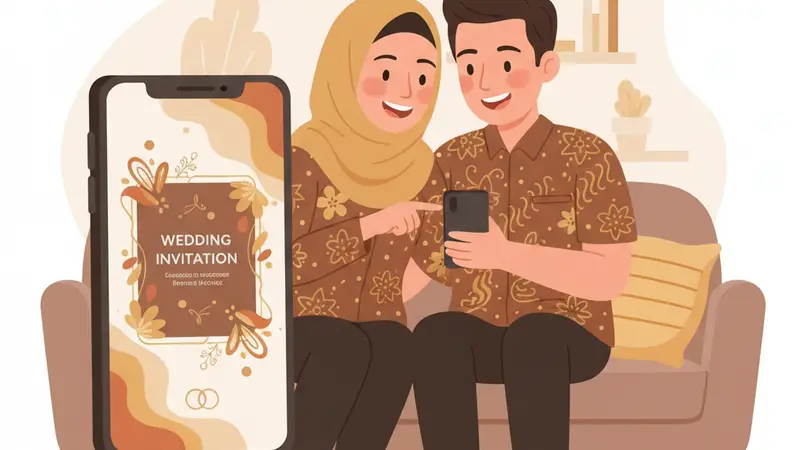 Ilustrasi undangan online tanpa foto dengan tema floral dan warna pastel yang lembut