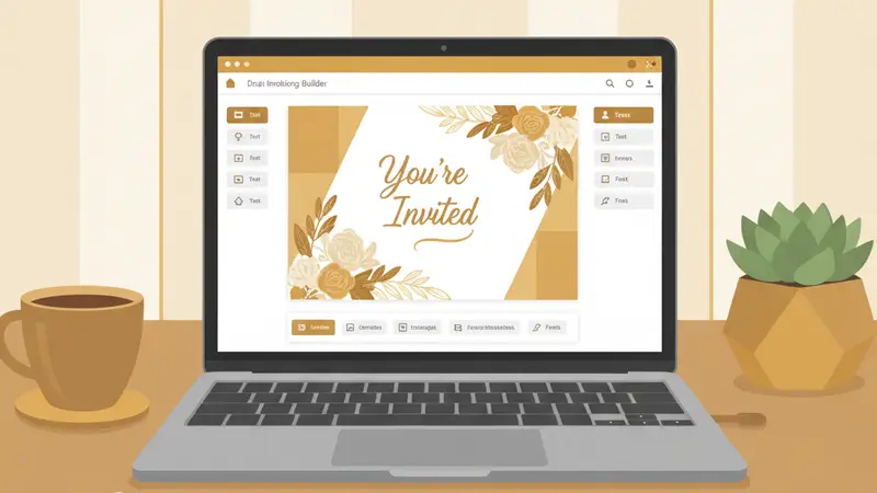 Desain undangan online tanpa foto dengan tema geometris modern dan warna netral