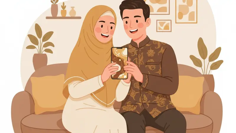 Pengantin wanita memilih desain undangan web digital di komputer