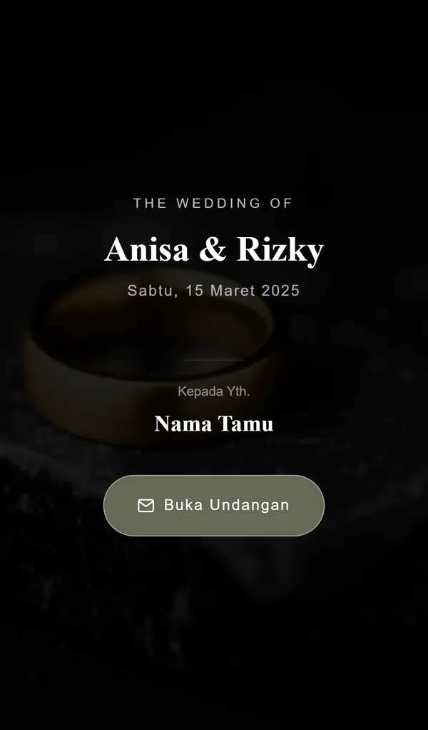 Preview desain tema undangan digital Mono Gold