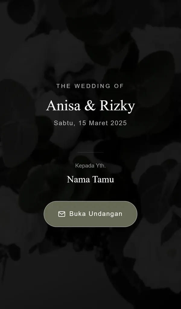 Preview desain tema undangan digital Mono Sage