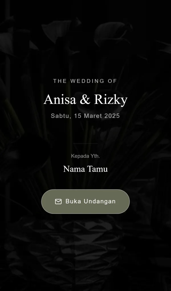Preview desain tema undangan digital Onyx Noir