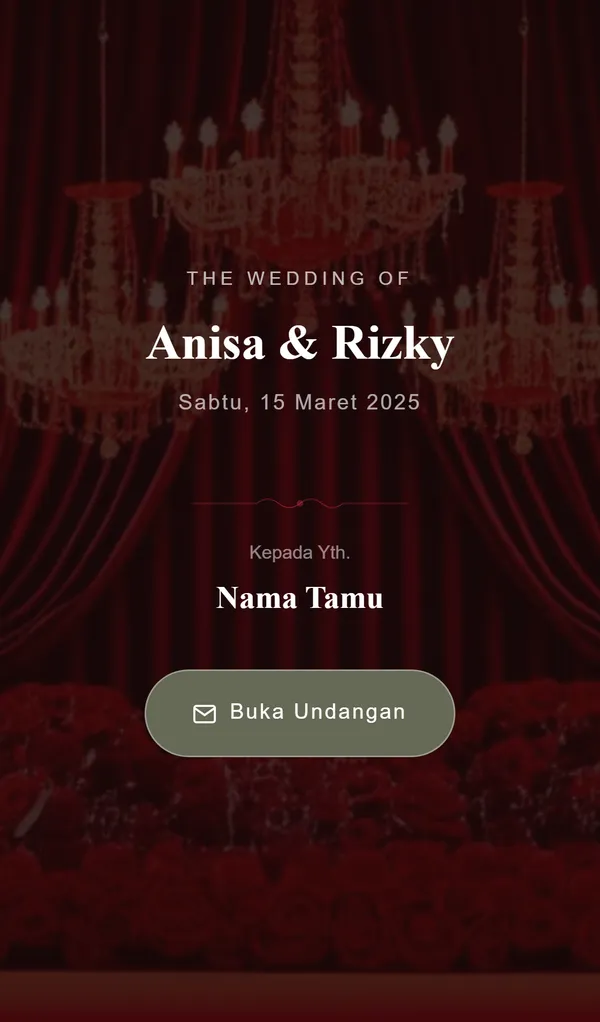 Preview desain tema undangan digital Ruby Royale