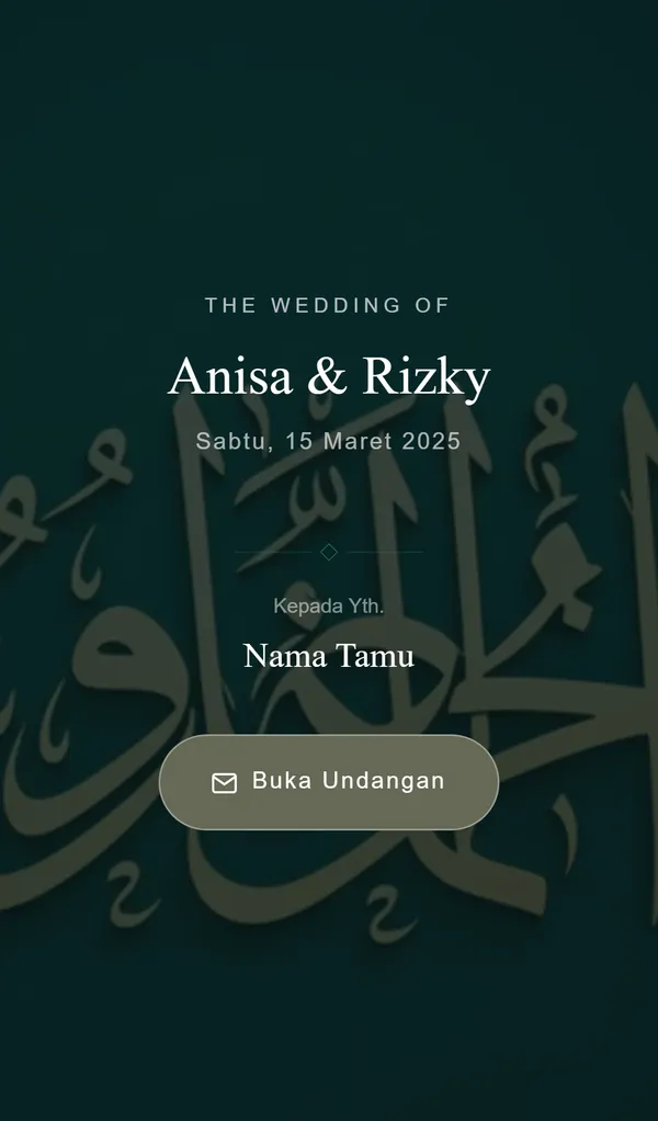 Preview desain tema undangan digital Teal Calligraphy