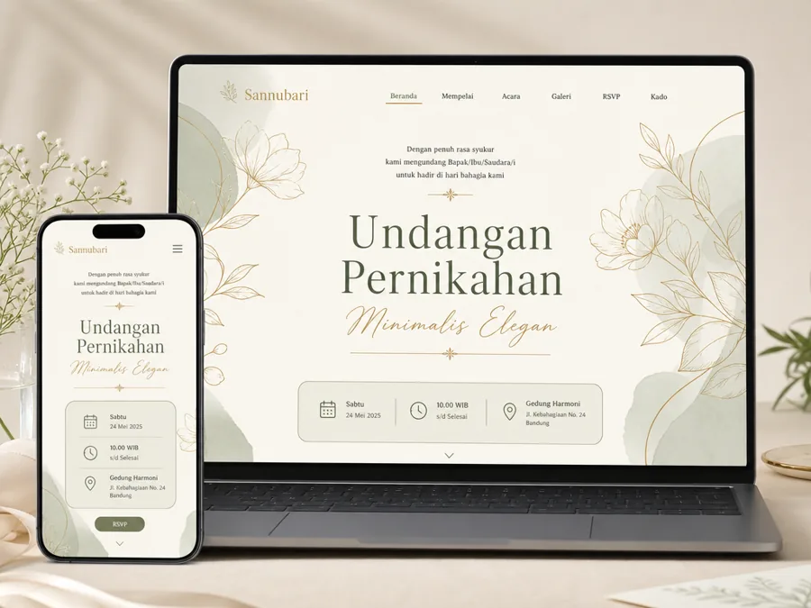 Undangan pernikahan minimalis elegan