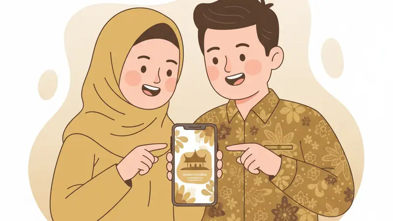 Pengantin sedang berdiskusi dengan tim Sannubari untuk aplikasi undangan digital pernikahan mereka