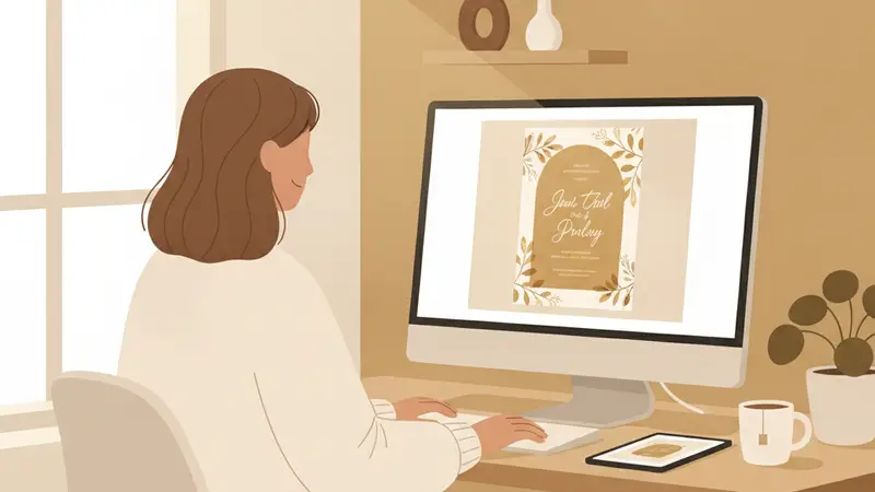 Seorang calon pengantin sedang mempertimbangkan antara undangan digital gratis dan berbayar