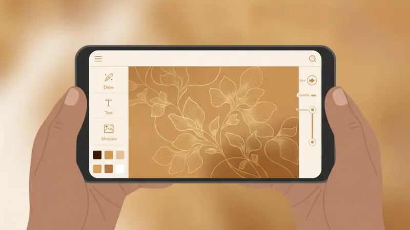 Pengantin baru sedang melihat undangan pernikahan web mereka di tablet dengan senyum bahagia