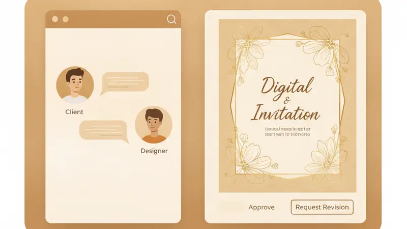Pengantin melihat undangan digital di HP