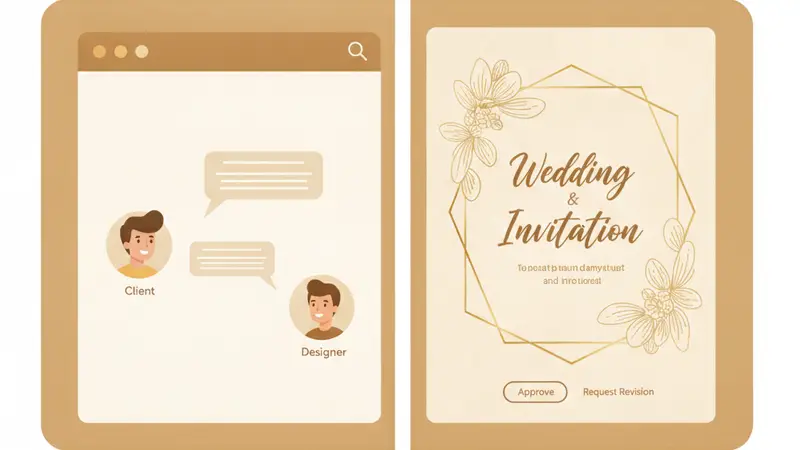 Ilustrasi undangan pernikahan website dengan fitur peta lokasi, galeri foto, dan RSVP