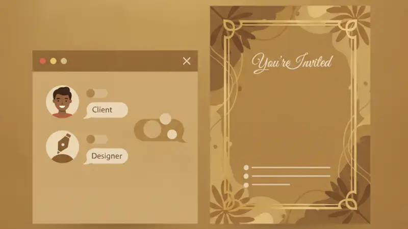 Pengantin sedang melihat web wedding invitation di smartphone
