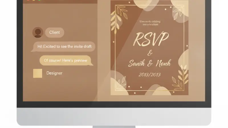 Pengantin membagikan undangan digital melalui smartphone
