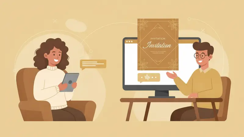 Ilustrasi perbandingan antara membuat undangan digital sendiri dengan menggunakan jasa profesional