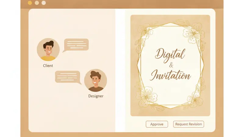 Pengantin membagikan wedding invitation online melalui smartphone