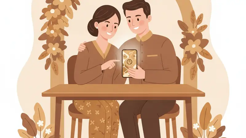 Ilustrasi cara membuat undangan pengajian digital dengan laptop dan smartphone