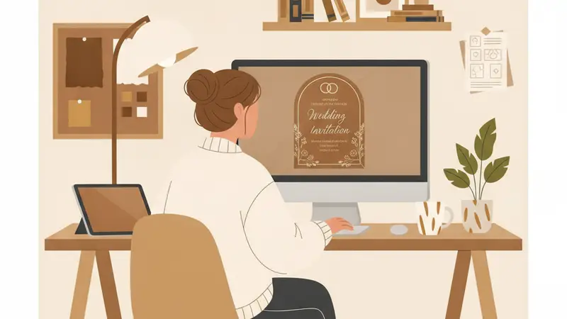 Konsep undangan pernikahan di web dengan tema rustic