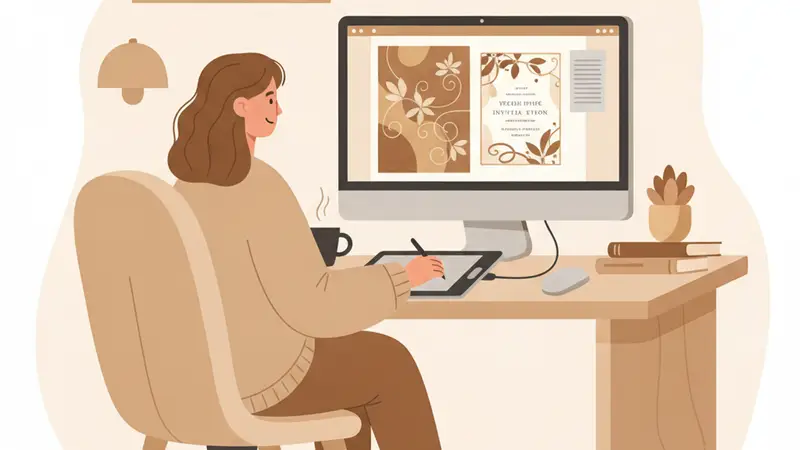 Desain undangan wedding online di laptop