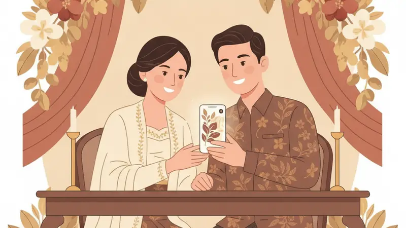 Contoh undangan online wedding dengan desain floral dan modern
