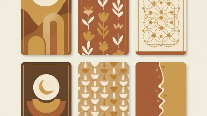 Kumpulan motif dan ornamen desain undangan digital bernuansa cokelat keemasan