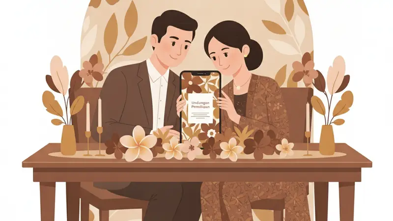 Cover undangan pernikahan online dengan desain elegan