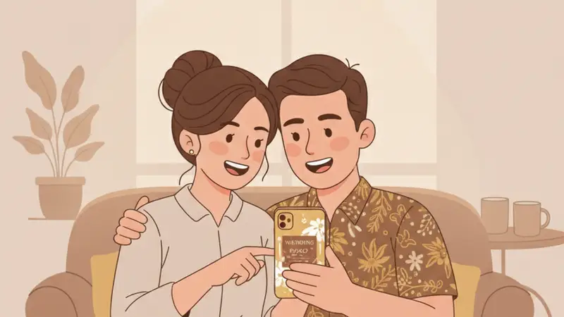 Contoh undangan digital pernikahan dengan fitur interaktif seperti peta dan galeri foto