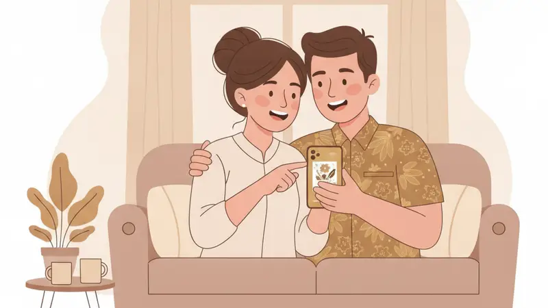 Tampilan layar smartphone menunjukkan undangan pernikahan digital Sannubari dengan fitur-fitur interaktif