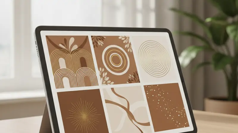 Wanita sedang mengedit template undangan pernikahan di PowerPoint