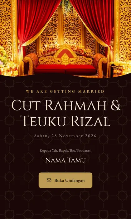 Tampilan pembuka template undangan digital Aceh Heritage
