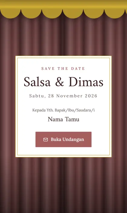 Tampilan pembuka template undangan digital Arabesque Rose