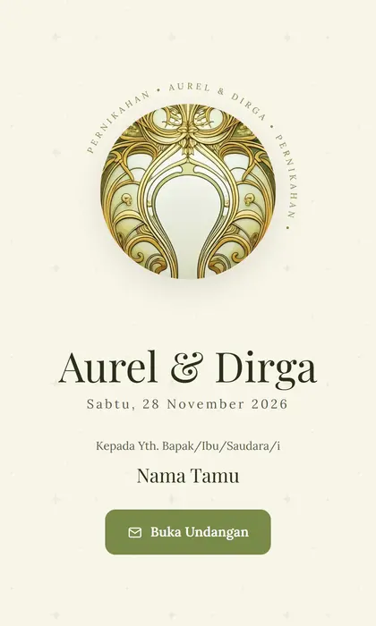 Tampilan pembuka template undangan digital Art Nouveau