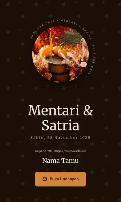 Tampilan pembuka template undangan digital Autumn Harvest